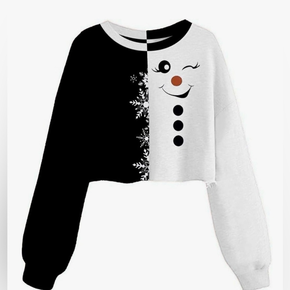 Black and White Snowman Graphic Women's Top